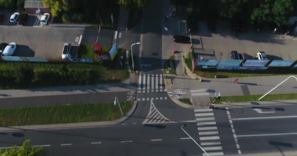 Tilt Up. Aerial View On Street Between Residential Blocks — Stock Video