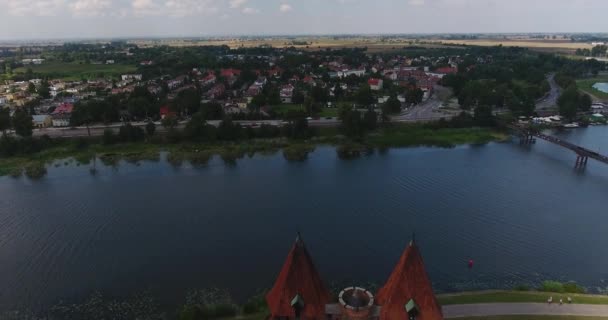 Very Close Flight To The Castle Tower — Stock Video