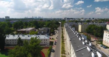 Uzak Varşova şehir panoraması. Havadan görünümü: Varşova, Polonya