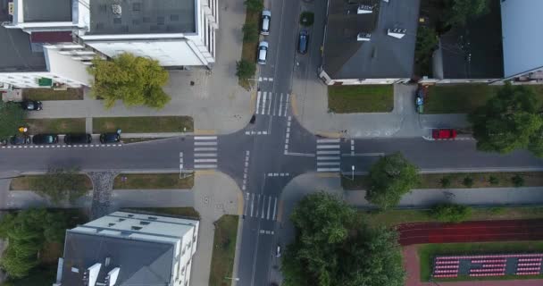 Aerial Drone Shot Free Intersection Warsaw Poland — Stock Video