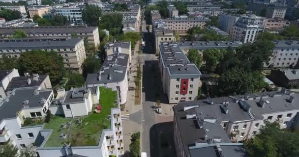 Rivelare Street View Colpo Aereo Varsavia Polonia — Video Stock