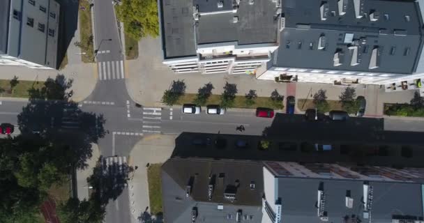 Vista Sulla Strada Colpo Drone Aereo Complesso Appartamenti Varsavia Polonia — Video Stock