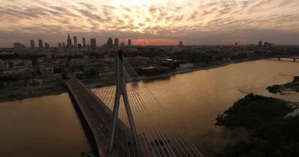Anflug Auf Und Die Swietokrzyski Brücke Warschau Warschau Polen — Stockvideo