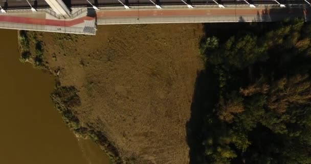 Vista vertical del puente de cable blanco — Vídeo de stock