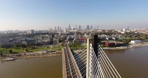 在阳光明媚的日子华沙市中心全景 — 图库视频影像