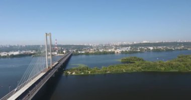 Kiev Panoraması. Güney Köprüsü. Havadan görünümü: Kiev, Ukrayna