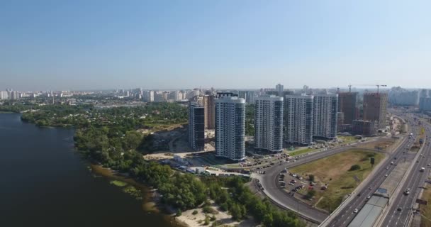 Панорама Киева Новоявленные Покупатели Снимок Воздуха Киев Украина — стоковое видео