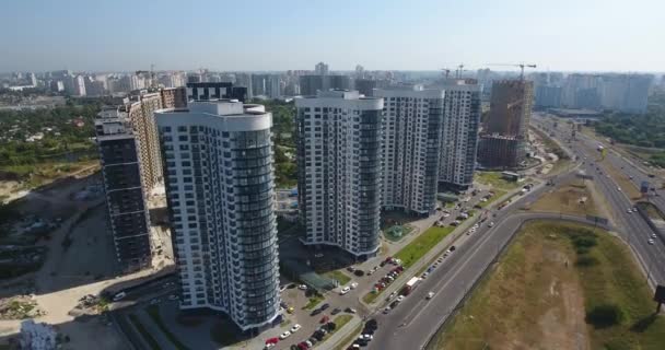 Nouveaux Blocs Appartements Complexe Résidentiel Vue Aérienne Par Drone Kiev — Video