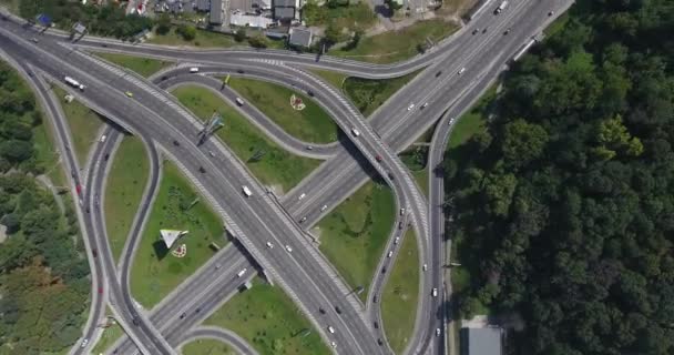 Time Lapse Traffic Flow Highway Intersection Guardando Dritto Basso Kiev — Video Stock
