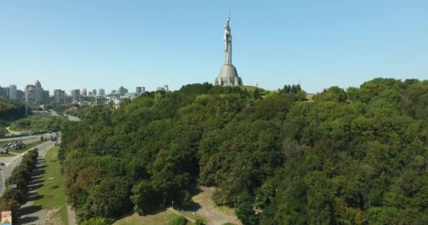 Kiev Vatan Anıt Yan Görünüm Hava Atış Kiev Ukrayna — Stok video