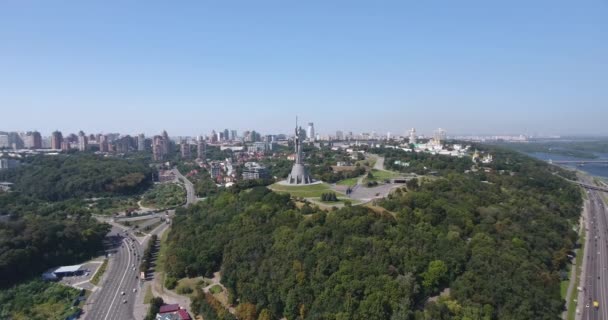 Flygfoto Moderlandet Monument Kiev Ukraina — Stockvideo