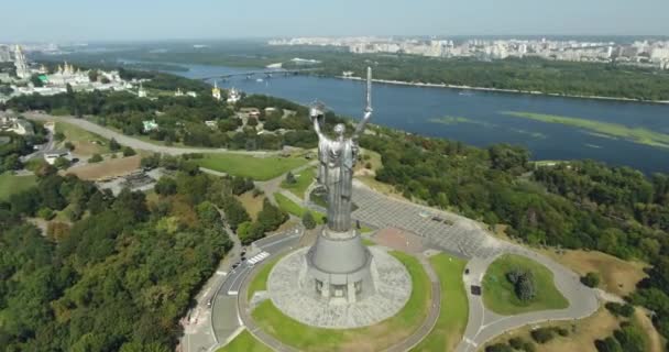 Воздушный Памятник Родине Киеве Украина — стоковое видео