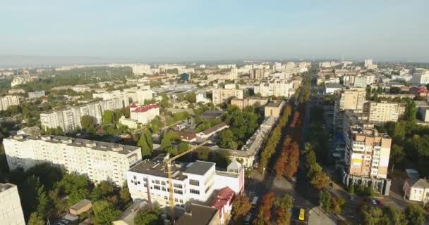 Πανόραμα της πόλης πυκνό. Κομμουνιστική γειτονιά. Εναέρια άποψη — Αρχείο Βίντεο