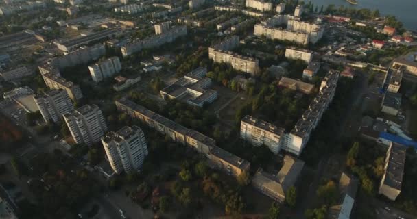 Communist Area Sunset Aerial Overhead View Cherkasy Ukraine — Stock Video