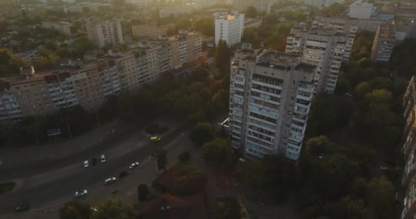 Aerial: Communist Building On Sunset — Stock Video