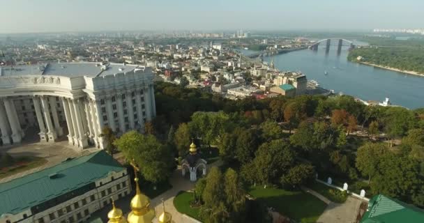 Kiev Panorama Michael Gouden Koepels Klooster Kiev Oekraïne — Stockvideo