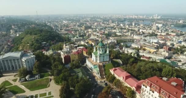 Vliegen Naar Andrieskerk Kiev Oekraïne — Stockvideo