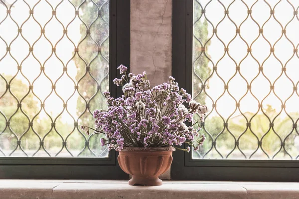 A vase of Lavender by the window