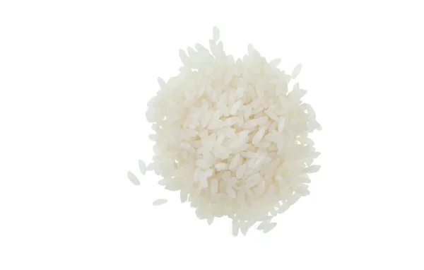 Punhado Arroz Branco Isolado Fundo Branco Uma Das Variedades Arroz — Fotografia de Stock