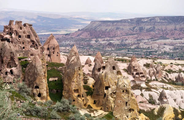 Blick Auf Die Höhlenwohnungen Der Nähe Von Uchisar Kappadokien Türkei — Stockfoto