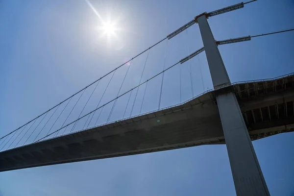 July Martyrs Bridge Bosporus Strait Istanbul Connecting Europe Asia Bottom — Stock Photo, Image