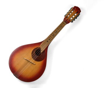 Beyaz bir arka plan üzerinde izole mandolin. Barok dize müzik aleti.