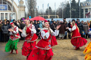 Kiev, Ukrayna - 26 Şubat 2017: şehir Maslenitsa (Shrovetide) kutlama.