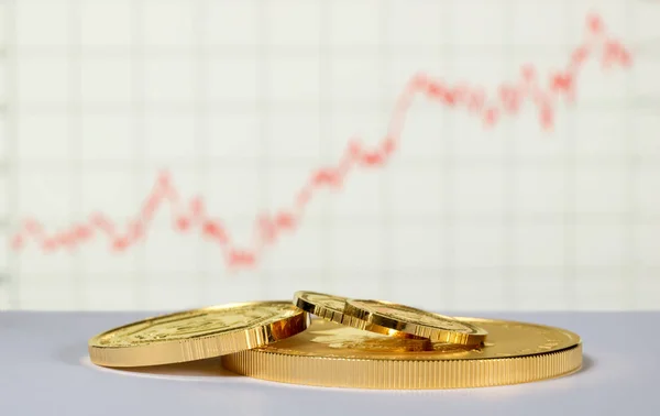 Gold Coins Background Growth Chart Selective Focus — Stock Photo, Image