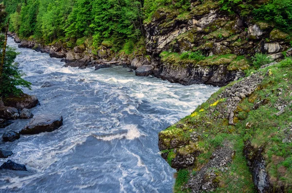 Stormy Stream Mountain River Cliffs Forest — Stock Photo, Image