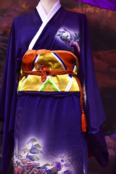 Kimono Vestido Tradicional Japonés Para Mujeres Con Decoraciones Coloridas —  Fotos de Stock