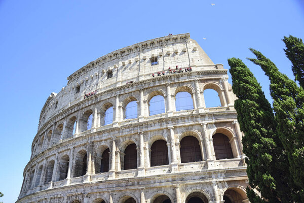 Rome, Italy, conservative restoration of the facade of the Colosseum