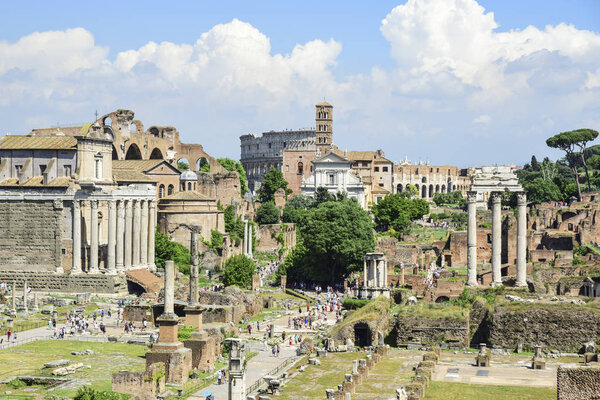 Rome, Italy, ruins of the Imperial forums of ancient Rome