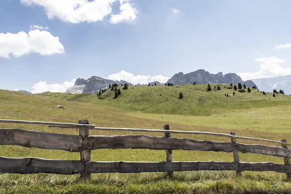 mera ve yüksek mountainsdolomites, Alpler, İtalya ile ön planda çit