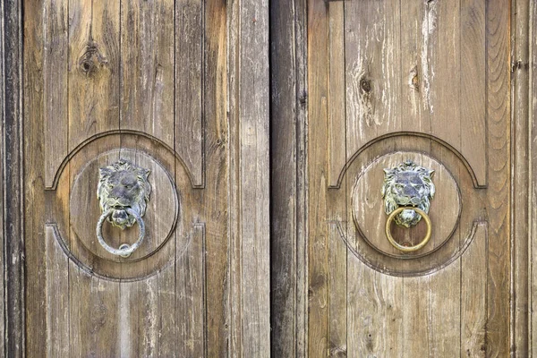 Detail Knocker Old Wooden Door — Stock Photo, Image