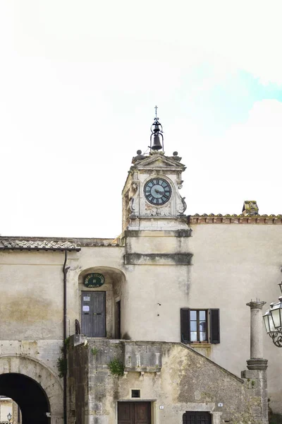 Amelia Umbria Piękny Włoski Wsi Placu Stoi Stary Zegar — Zdjęcie stockowe