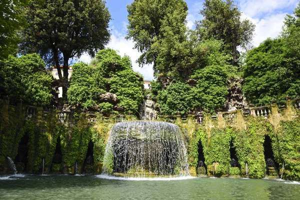 The famous gardens of Villa D 'Este, near Rome, Italy. In the garden there are about fifty fountains