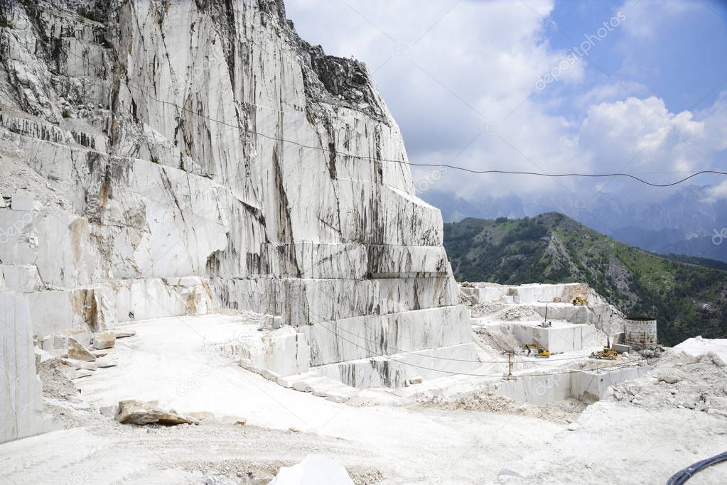 precious Carrara marble. Quarry on the Apuan Alps, Tuscany, Italy