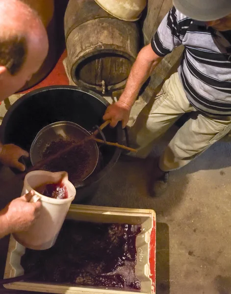 Elaboración Del Vino Filtrado Del Mosto Después Presionar — Foto de Stock