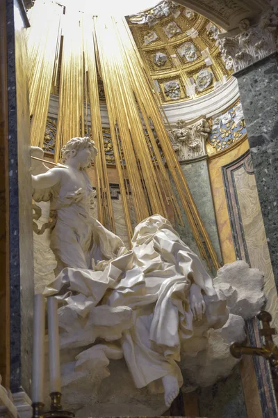 Rome Italie Célèbre Sculpture Bernin Extase Sainte Thérèse Dans Église — Photo