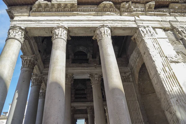 Monumentos Roma Italia Panteón Fachada Del Templo Romano Detalle Columnata — Foto de Stock