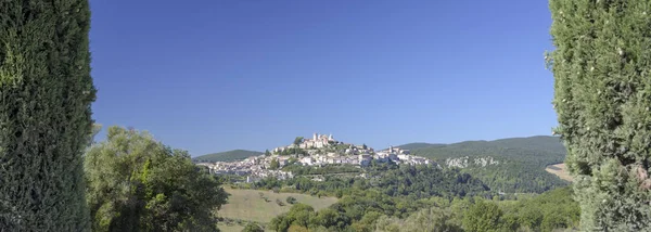 Blick Vom Charakteristischen Italienischen Mittelalterlichen Dorf Auf Den Hügel Umbria — Stockfoto