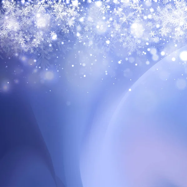 雪の結晶と青いクリスマスの背景 — ストックベクタ