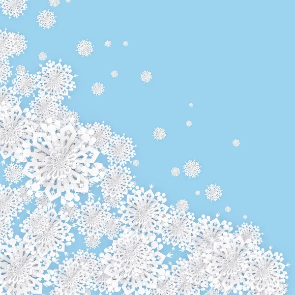 Рождественский Фон Бумажными Снежинками — стоковый вектор