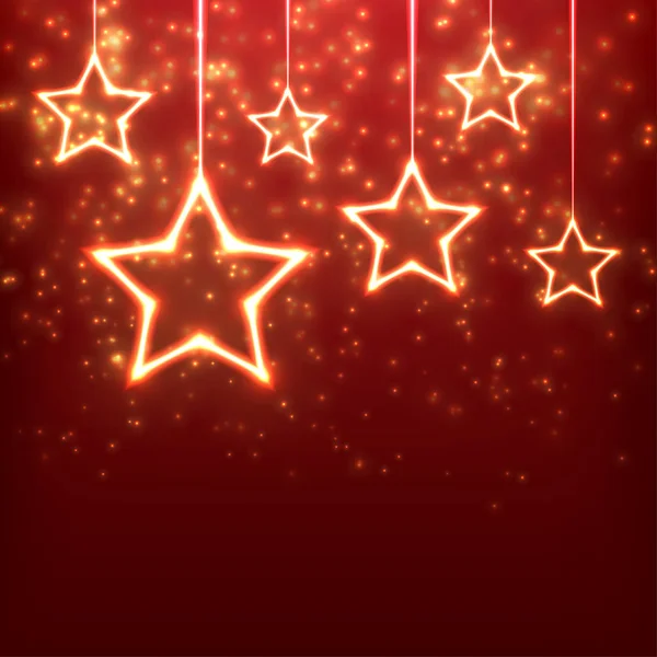 Fondo Navidad Con Estrellas Brillantes Colgantes — Vector de stock