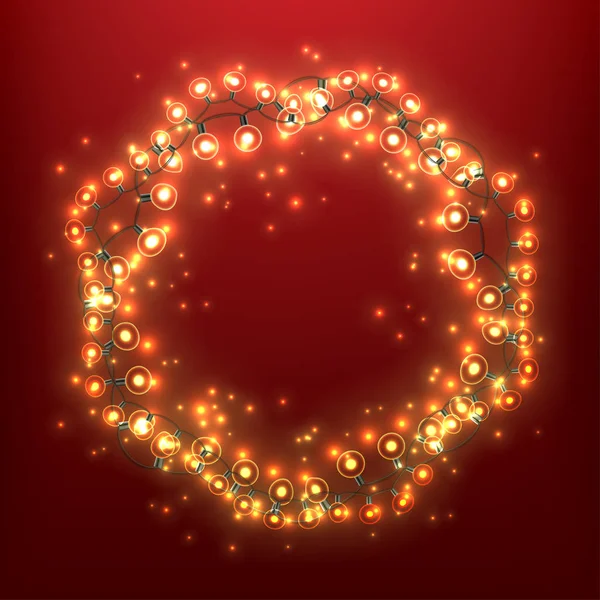 Vánoční Věnec Žárovka Girlandy — Stockový vektor