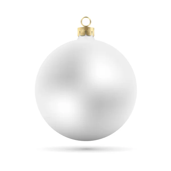 Weiße Weihnachtskugel Auf Weißem Hintergrund — Stockvektor