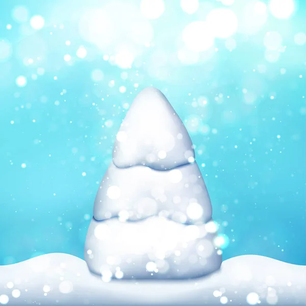 Karlı Kar Taneli Noel Ağacı — Stok Vektör