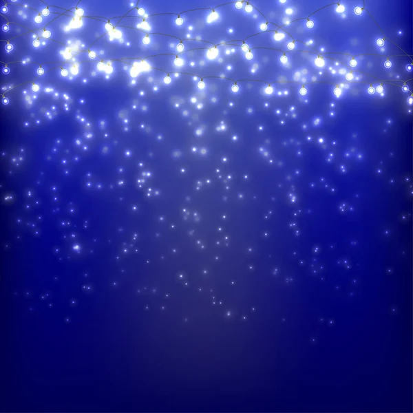 Синий Рождественский Фон Огнями — стоковый вектор