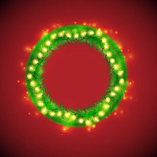 Corona Navidad Con Luces — Vector de stock