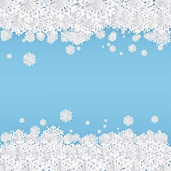 Fond Bleu Hiver Avec Flocons Neige — Image vectorielle